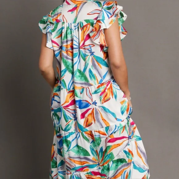 Umgee Tropical Print Dress - Picture 6 of 6